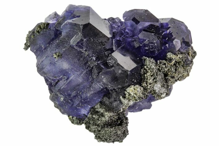 Deep Purple Fluorite Crystals with Quartz - China #111920